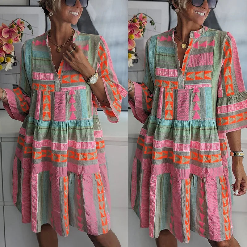 Women's flowy ruffle spring dress