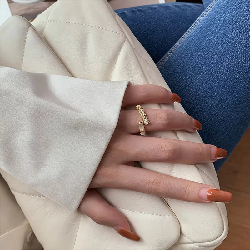 Adjustable Opal Ring with Gold-Tone Finish