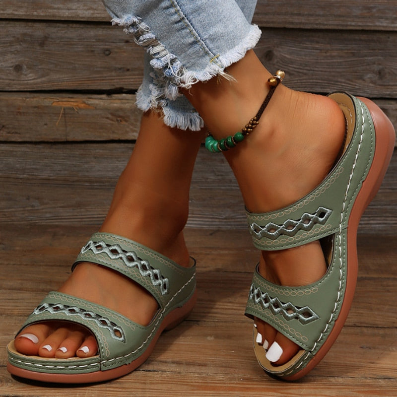 Cushioned Orthopaedic Sandals for Women, Padded Vegan Leather Comfort Sandals