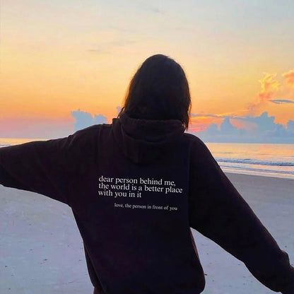 Unisex slogan hooded sweatshirt with a love-themed print