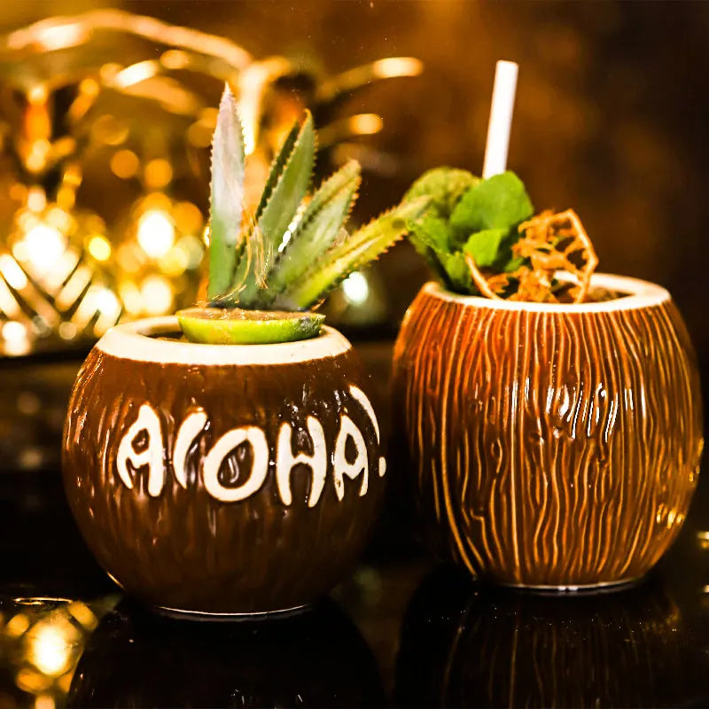 Handmade Ceramic Cocktail Mugs – Novelty Tiki Cups for Parties