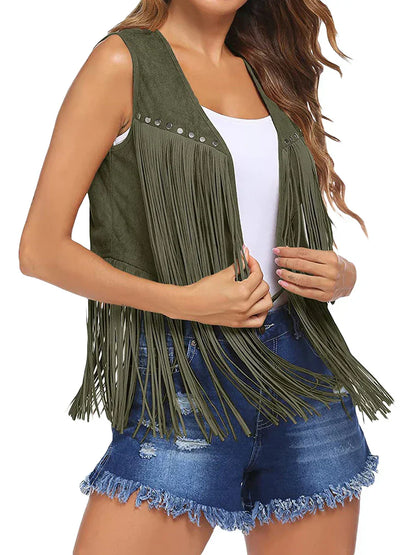 Women's western-style fringe vest