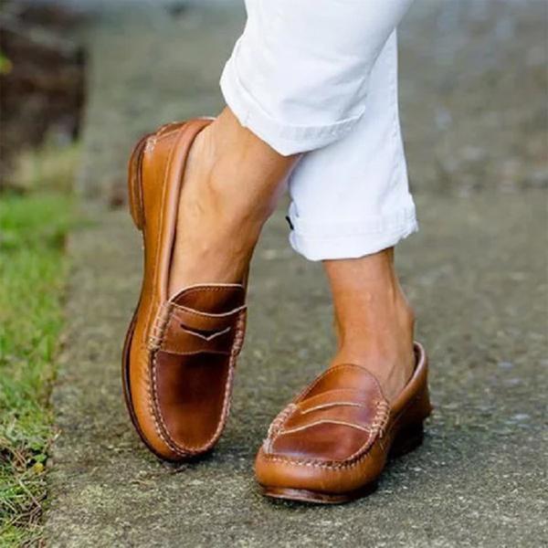 Orthopaedic Slip-On Slippers for Women, Vegan Leather Slippers with Faux Fur Lining