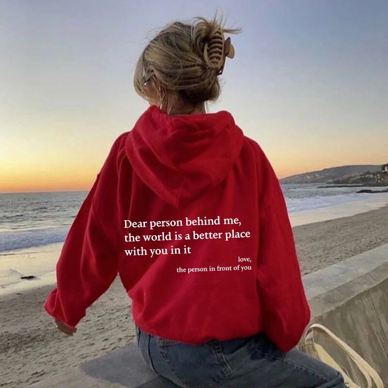 Unisex slogan hooded sweatshirt with a love-themed print