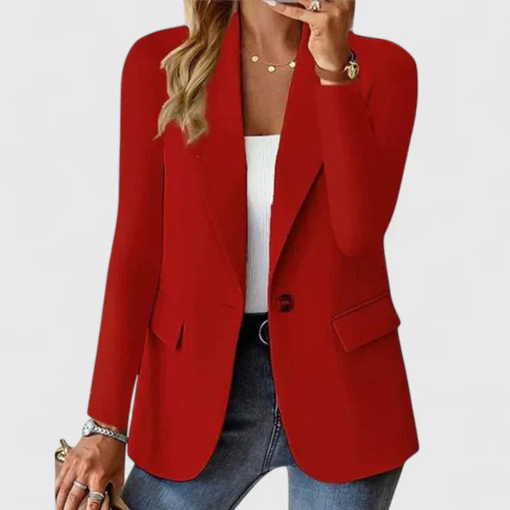 Women's tailored lapel blazer with flap pockets