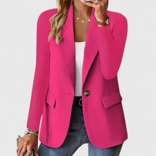 Women's lapel single-button blazer - front