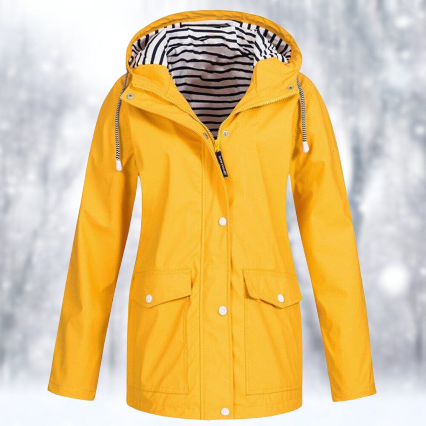 Women's waterproof hooded rain jacket - front