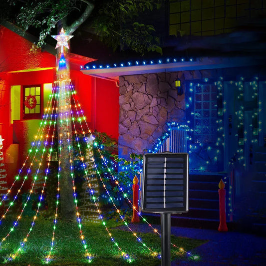 Solar Christmas Tree String Lights – Festive Outdoor Decoration