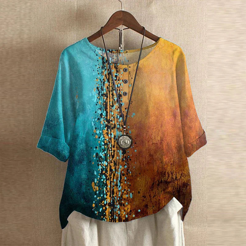 Women's round-neck floral blouse