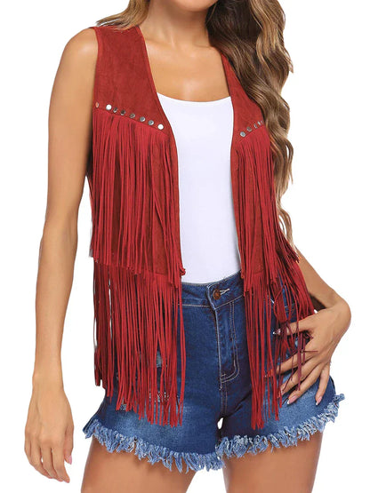 Women's fringe vest colour option
