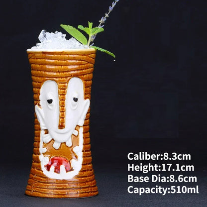 Handmade Ceramic Cocktail Mugs – Novelty Tiki Cups for Parties