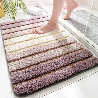 Soft striped absorbent microfibre bath mat