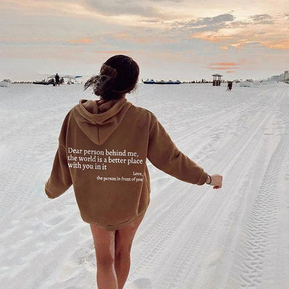 Unisex slogan hooded sweatshirt with a love-themed print