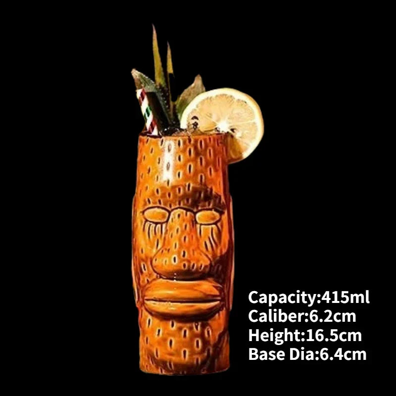 Handmade ceramic novelty cocktail tiki mug