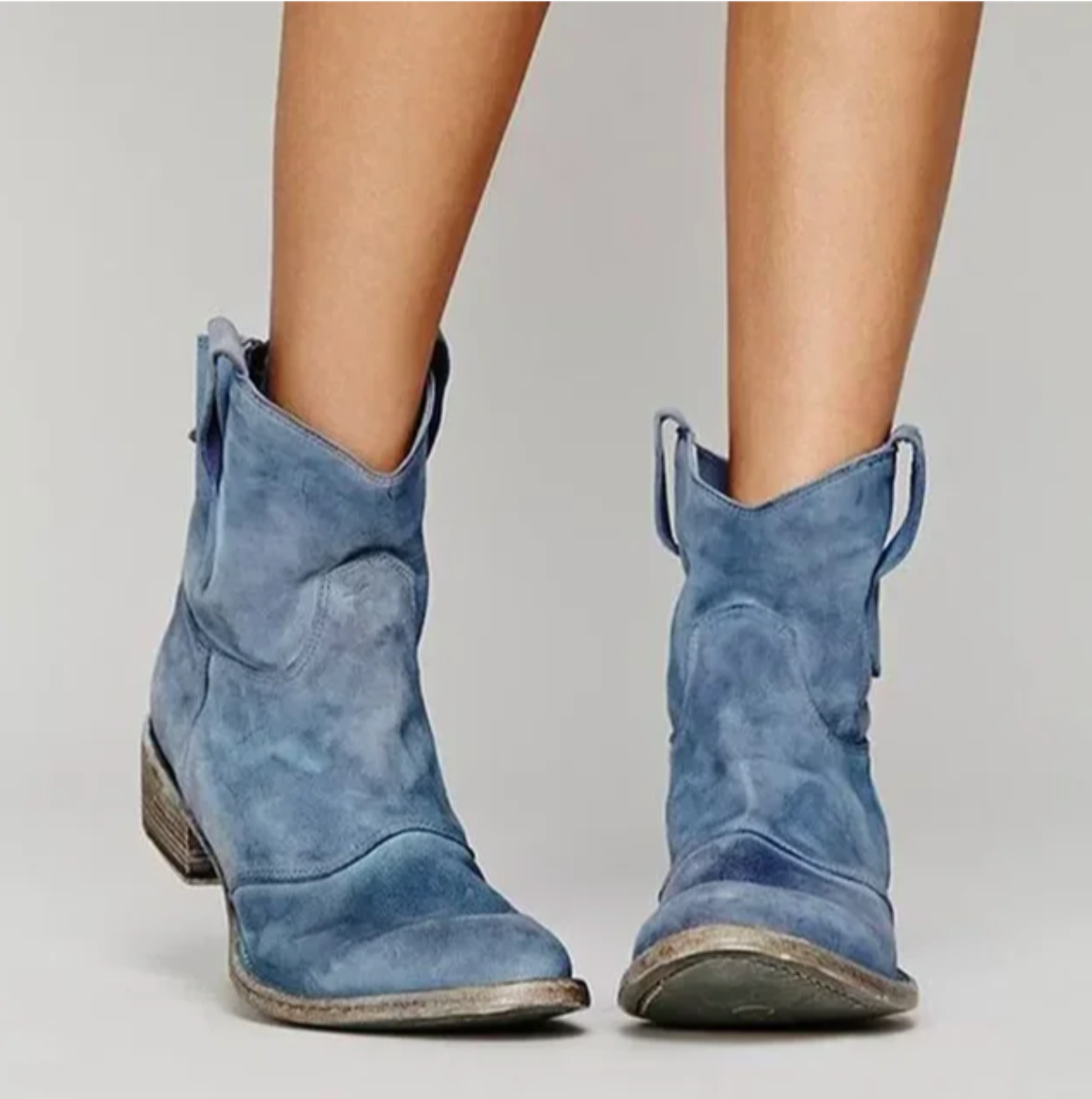 Women's Western Boots – Faux Suede Ankle Cowboy Boots
