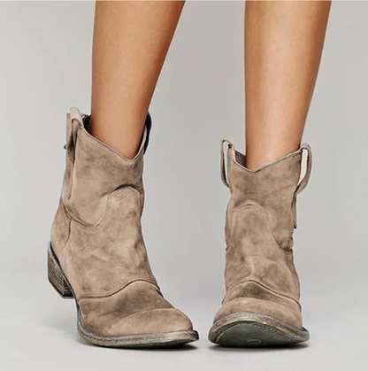 Women's Western Boots – Faux Suede Ankle Cowboy Boots