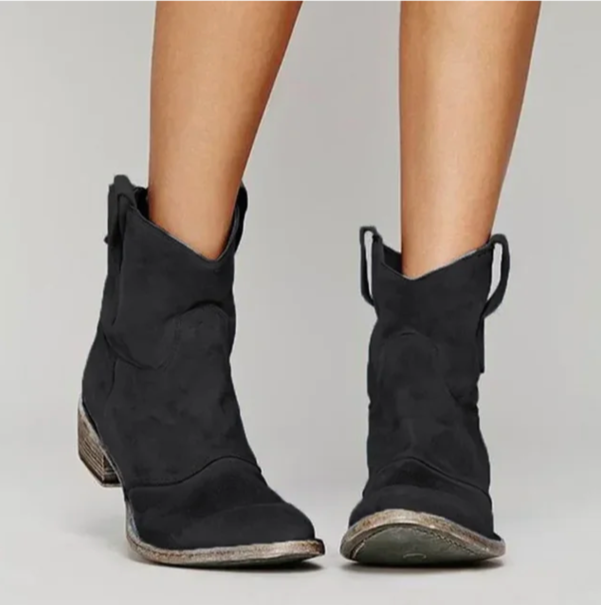 Women's Western Boots – Faux Suede Ankle Cowboy Boots