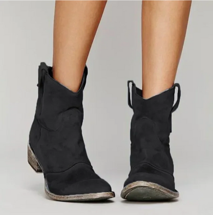 Women's Western Boots – Faux Suede Ankle Cowboy Boots