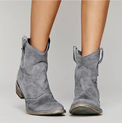 Women's Western Boots – Faux Suede Ankle Cowboy Boots