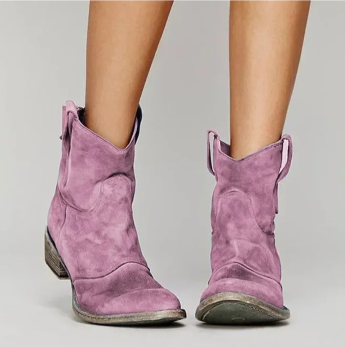 Women's Western Boots – Faux Suede Ankle Cowboy Boots