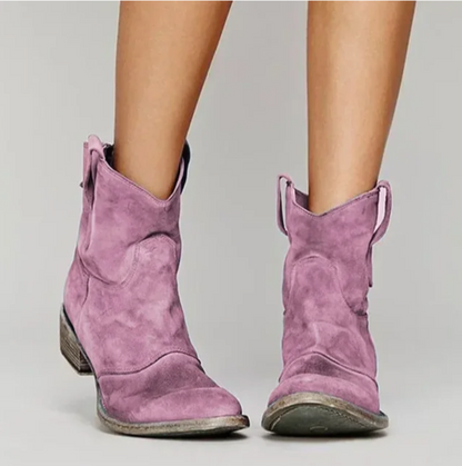 Women's Western Boots – Faux Suede Ankle Cowboy Boots
