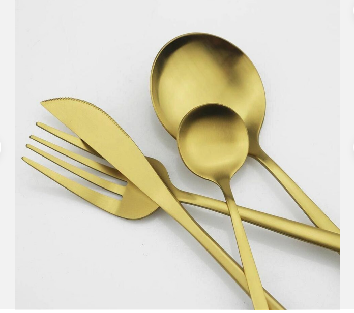 Modern matte stainless steel cutlery set