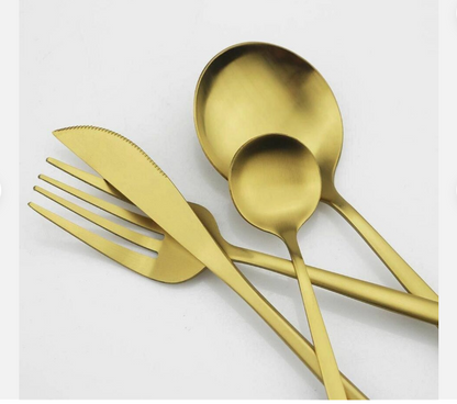 Modern matte stainless steel cutlery set