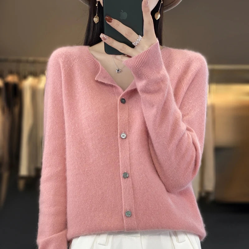 Women's long-sleeve button cardigan