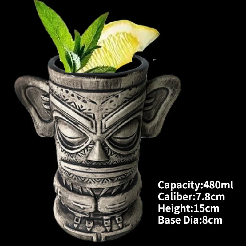 Handmade Ceramic Cocktail Mugs – Novelty Tiki Cups for Parties