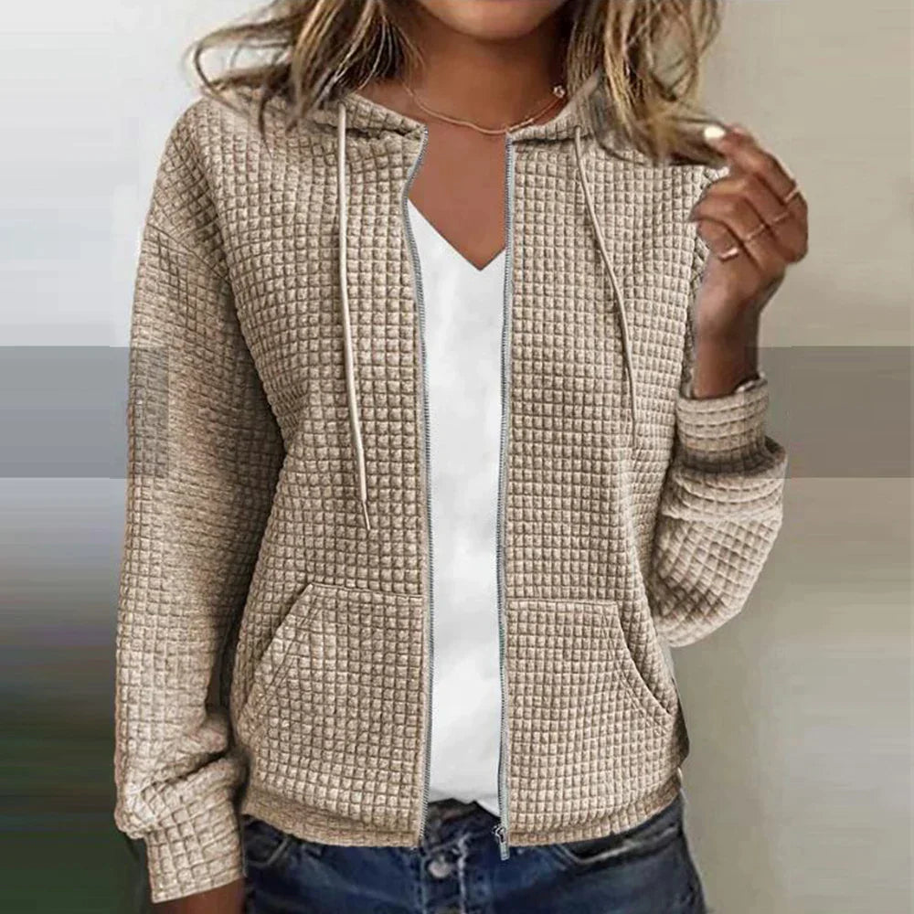 Women's warm checked winter jacket