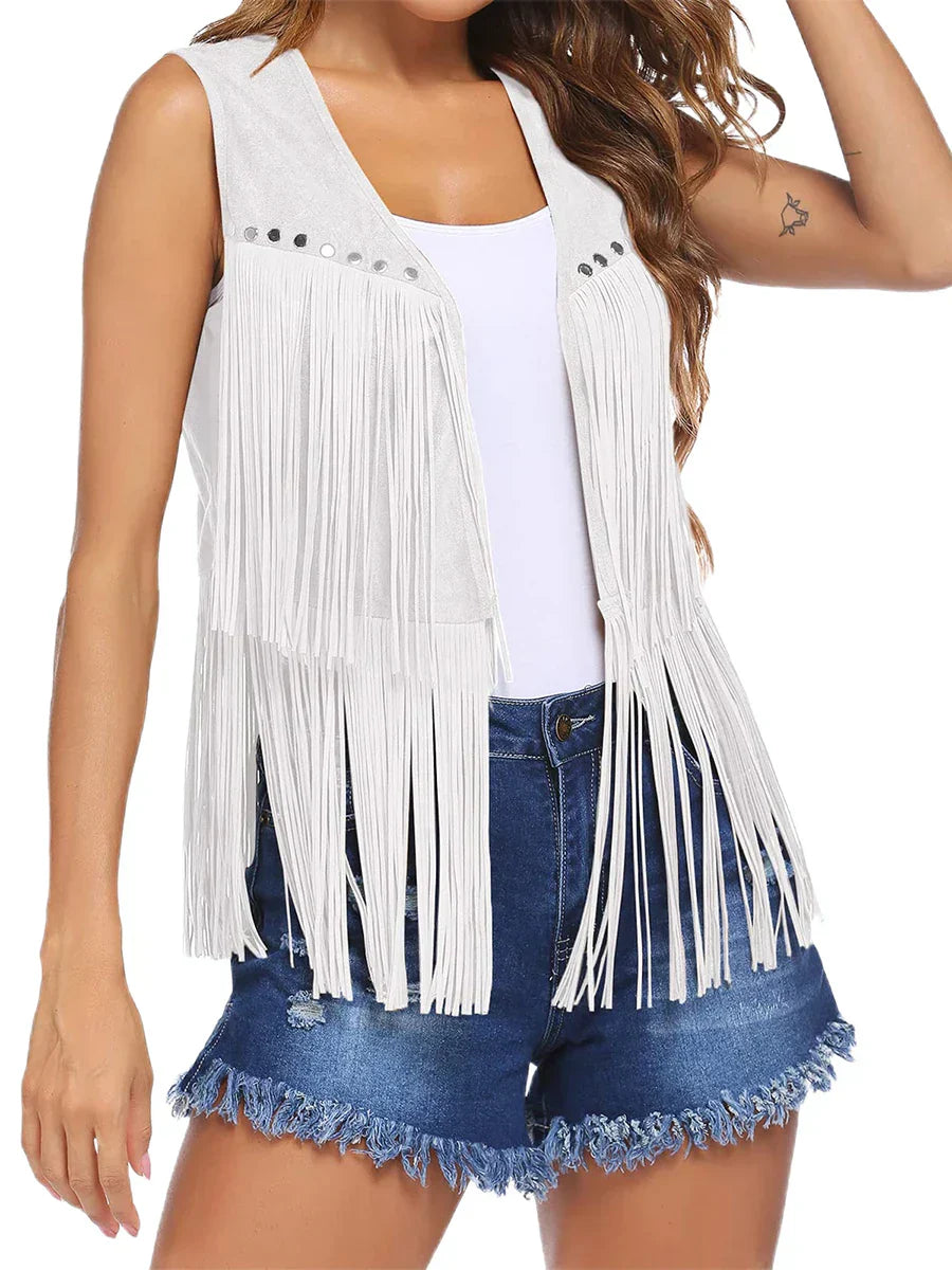 Women's fringe vest styling