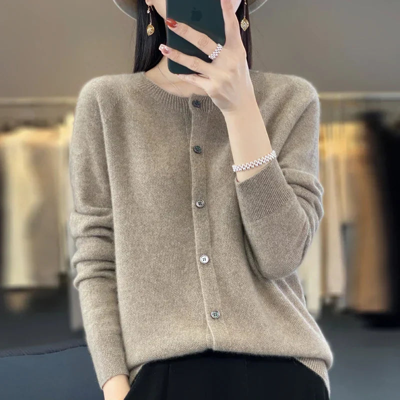 Women's button-front cardigan styling