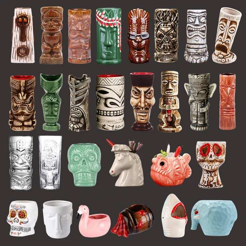 Handmade Ceramic Cocktail Mugs – Novelty Tiki Cups for Parties