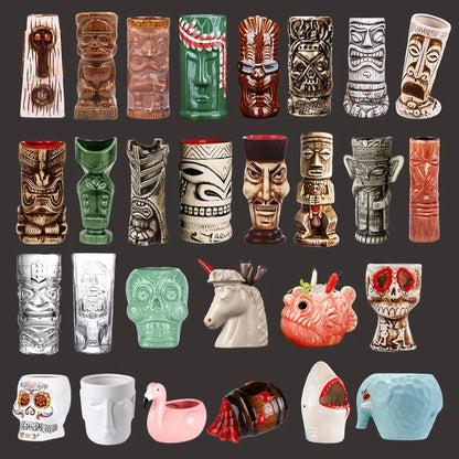 Handmade Ceramic Cocktail Mugs – Novelty Tiki Cups for Parties