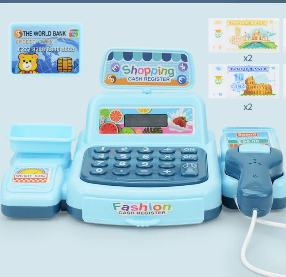 Kids toy cash register pretend shop play set