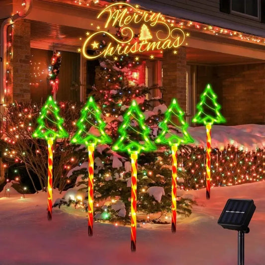 Solar Christmas Tree Lights – Set of 5 Outdoor Holiday Lights
