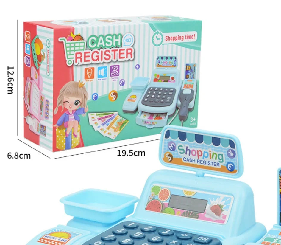 Kids toy cash register pretend shop play set