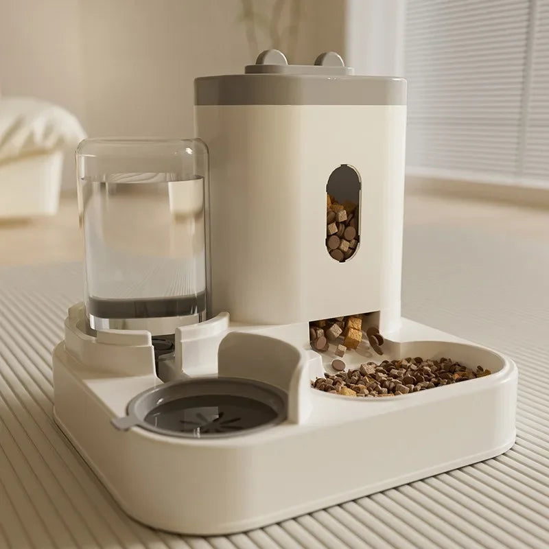 Automatic pet feeder and water station dispenser