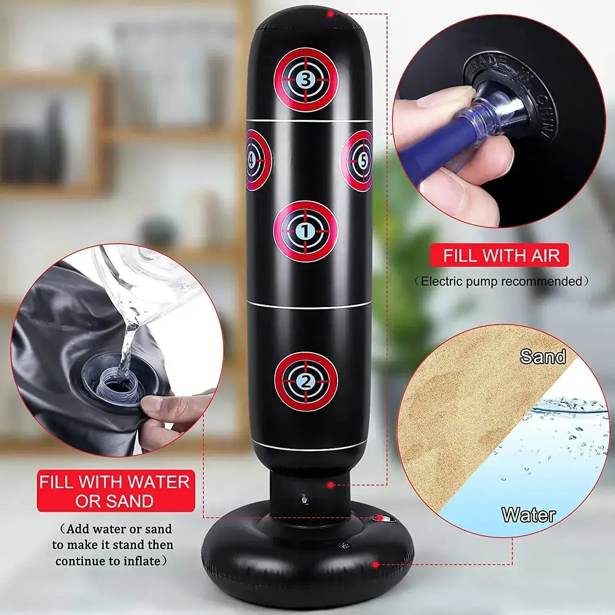 Inflatable free-standing punching bop bag