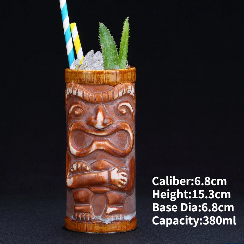 Handmade ceramic novelty cocktail tiki mug