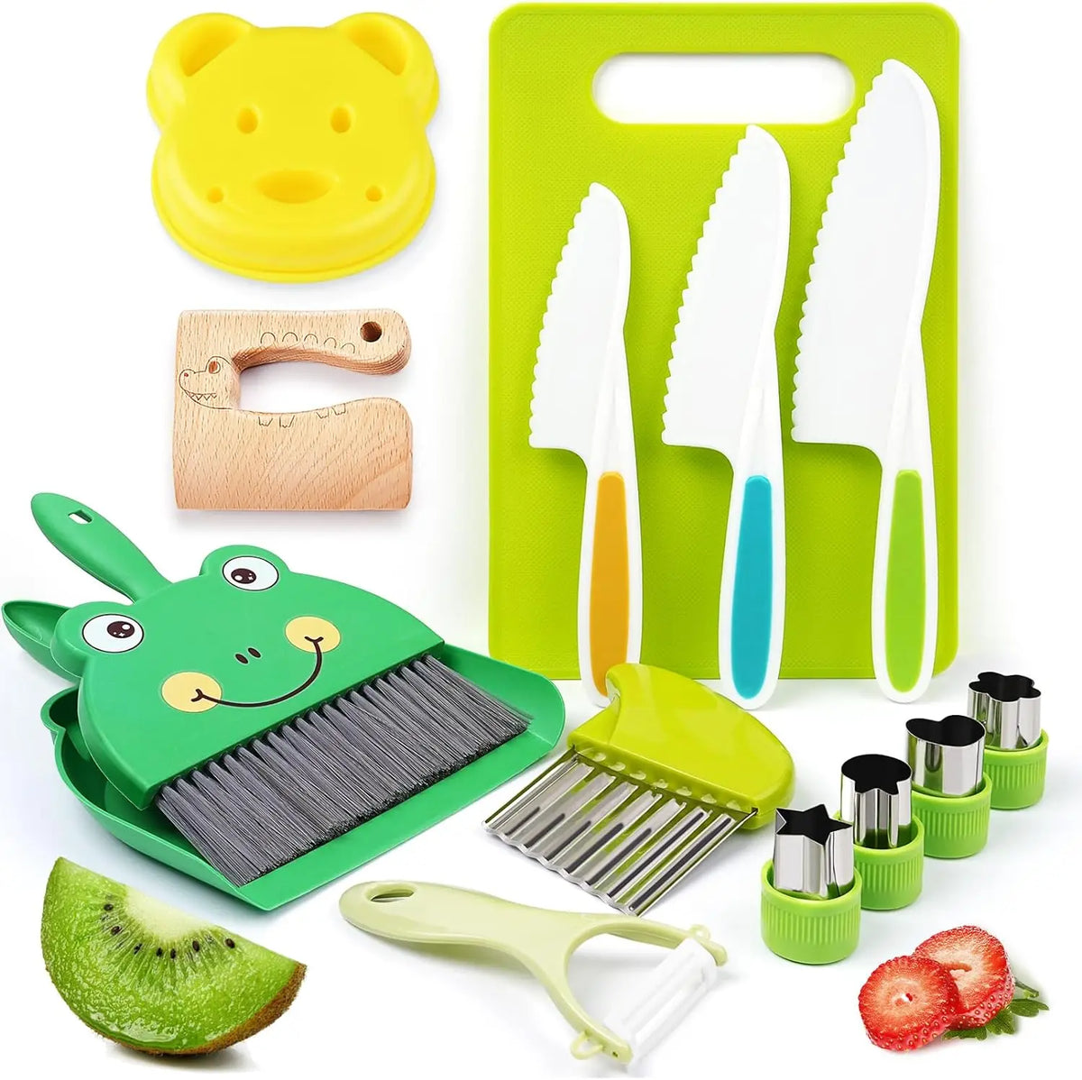 Kids toy kitchen play set with pretend cooking utensils