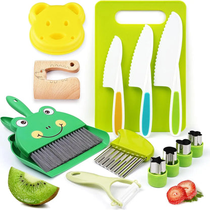 Kids toy kitchen play set with pretend cooking utensils