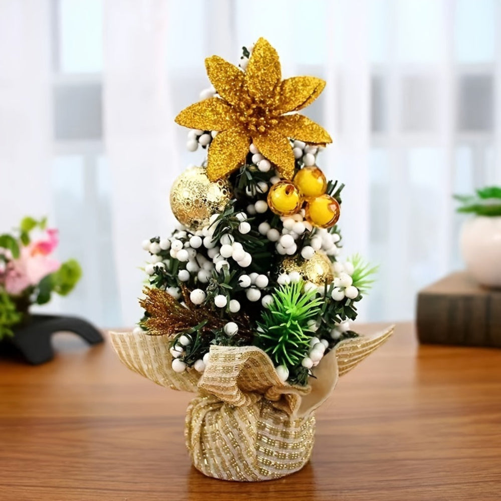 Set of 3 decorated mini tabletop Christmas trees