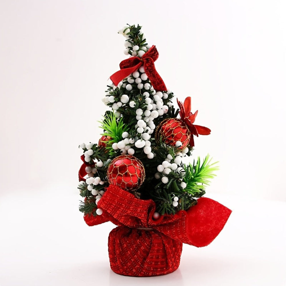 Set of 3 decorated mini tabletop Christmas trees