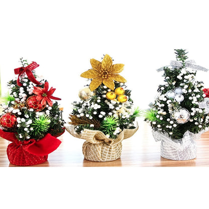 Set of 3 decorated mini tabletop Christmas trees