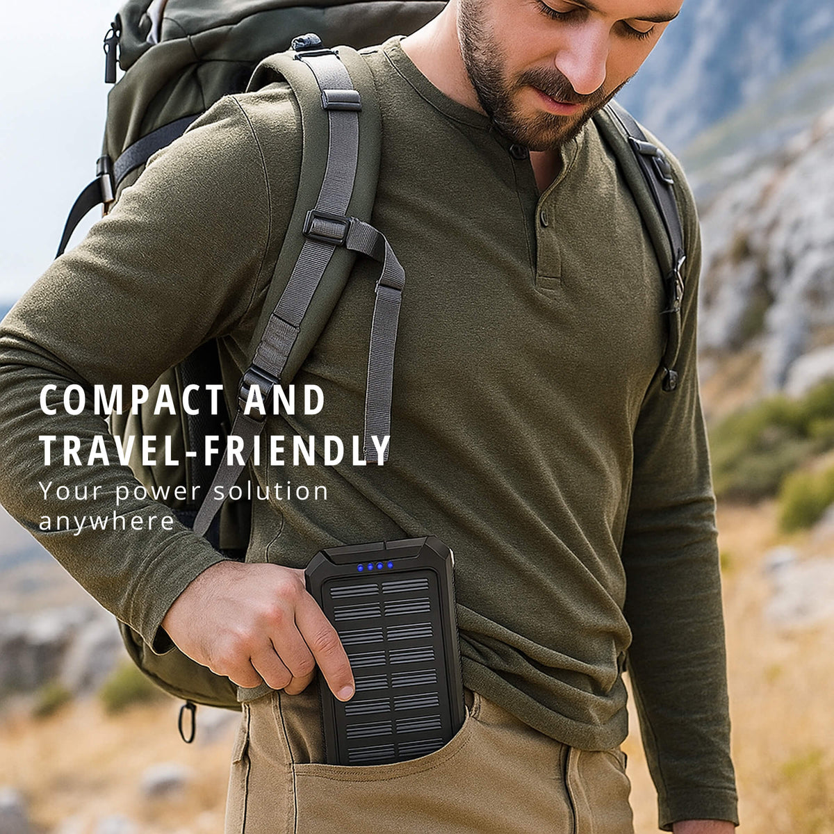 20000mAh solar power bank with LED torch