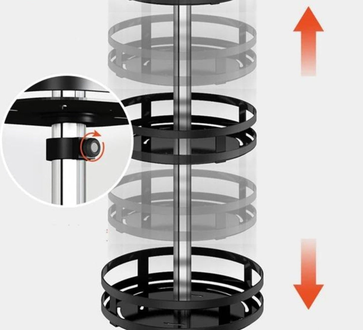 360-degree rotating height-adjustable storage rack