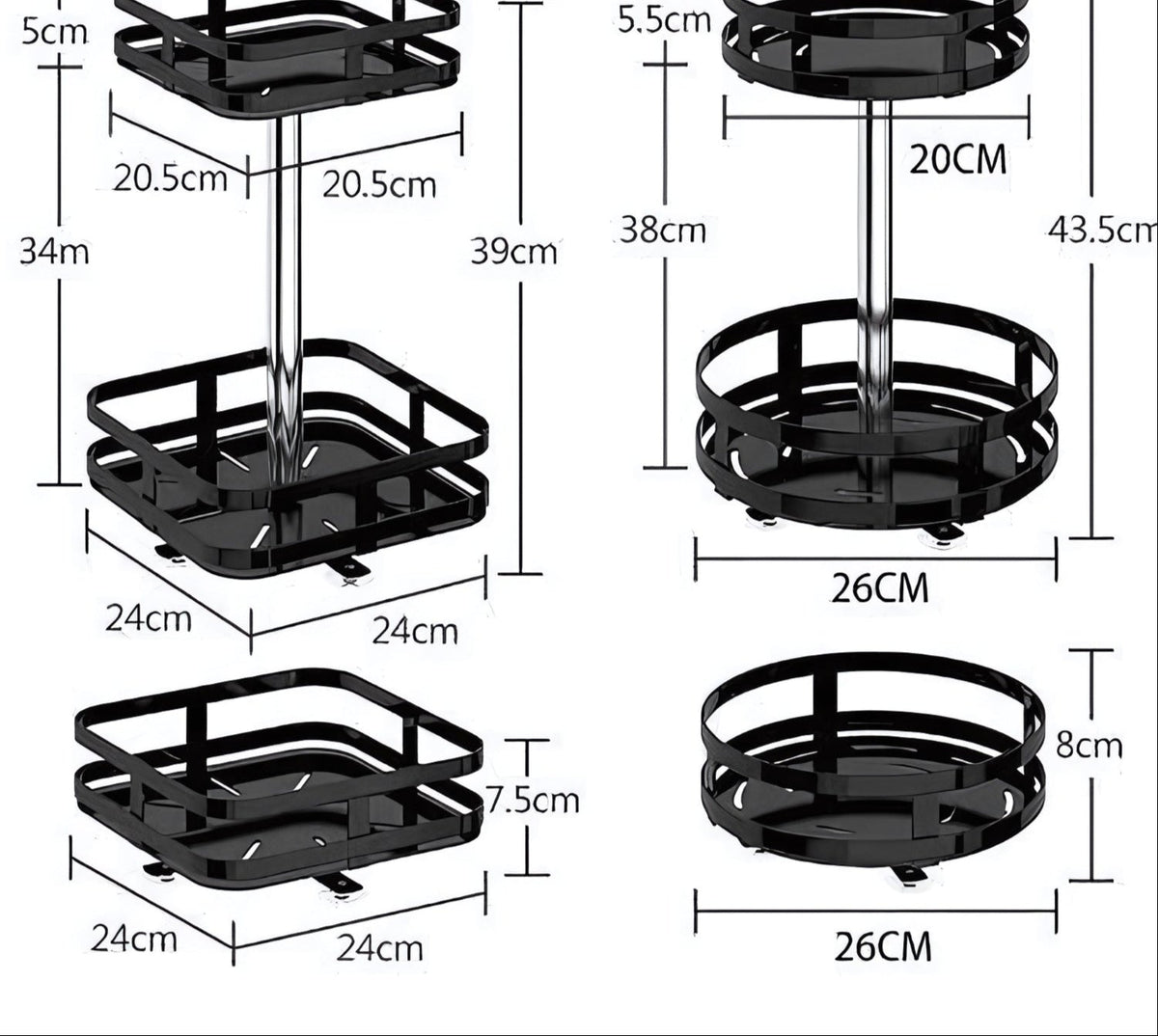 360-degree rotating height-adjustable storage rack