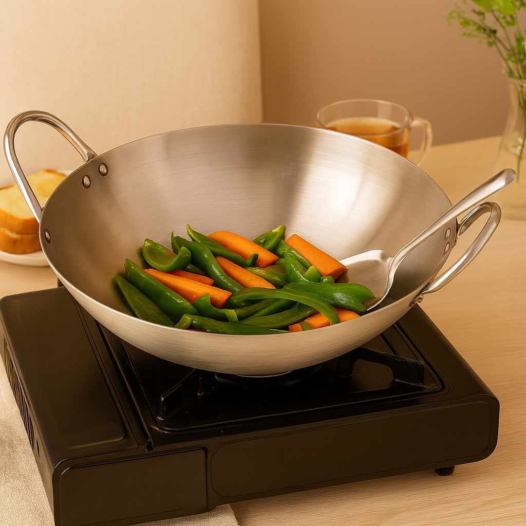 Stainless Steel Wok with Twin Handles – Deep Cooking Wok