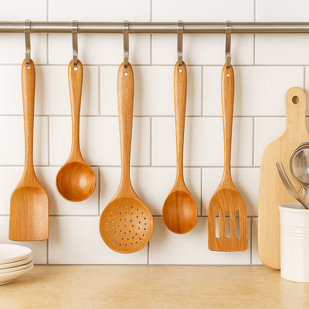 5-Piece Teak Wood Kitchen Utensil Set